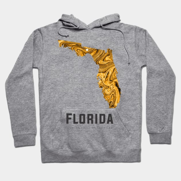 Florida state map abstract golden brown Hoodie by StudioGrafiikka